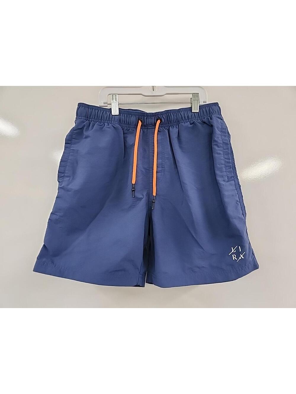 Men's Swim Shorts Size Medium M Blue with Orange Accents Pockets LI RX CRTV SCT